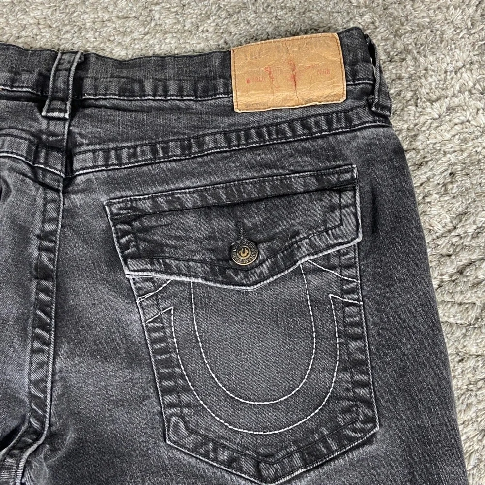 True Religion‎ Ricky Relaxed Straight Jeans Mens 40x32 Black Denim Flap Pocket